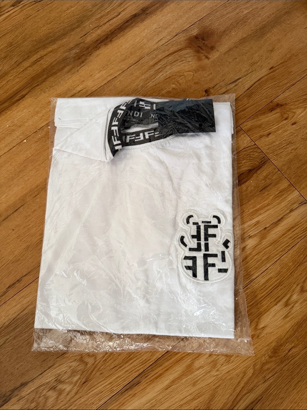 Fendi White Polo with Black FF Logo Trim